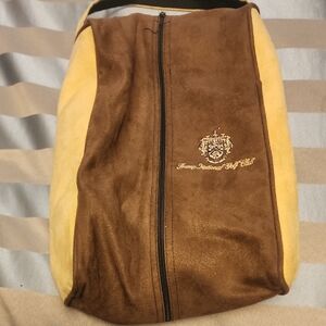 Trump National Golf Course Shoe Bag,  In Brown and Gold With Official Logo